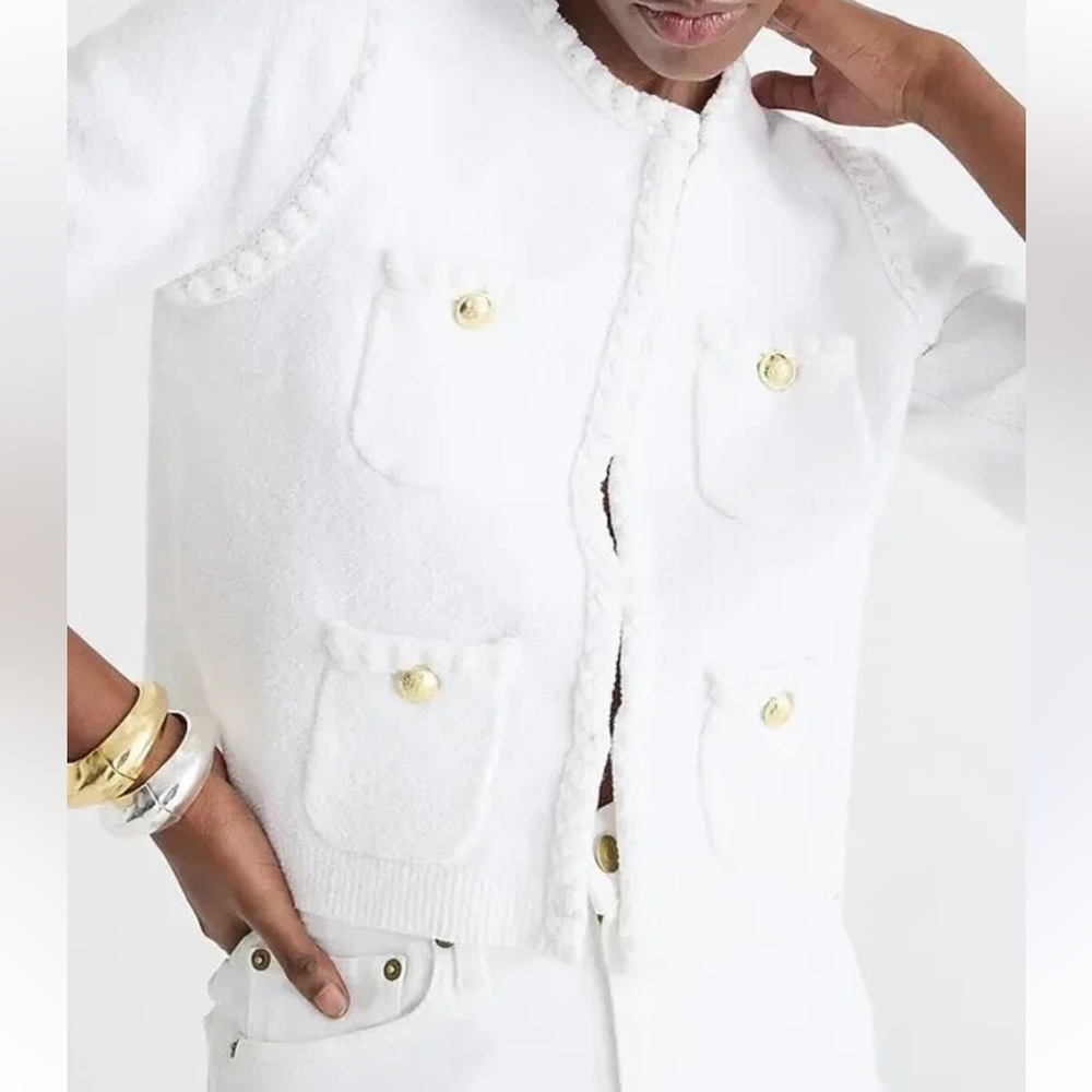 J. Crew White Odette sweater Jacket sz 3X